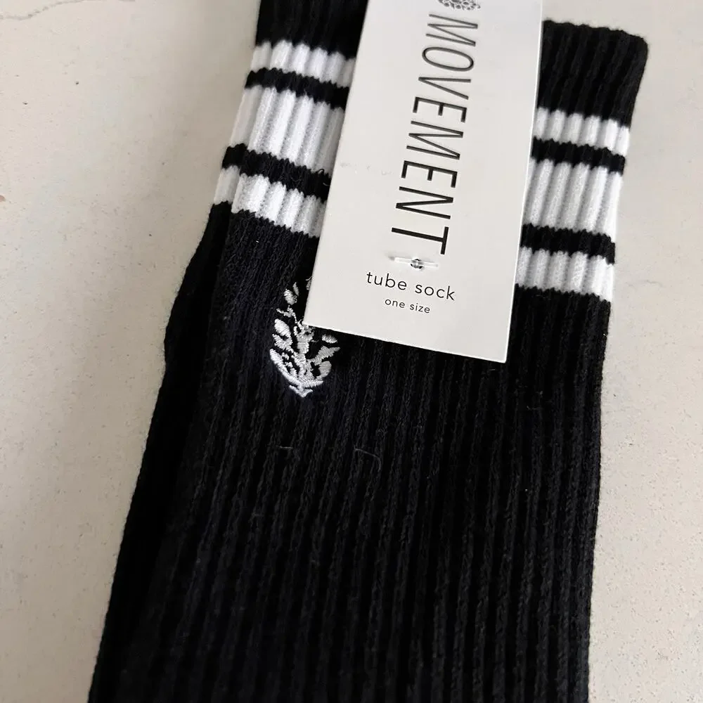 NWT Free People Movement X Lucky Honey Tube Socks | One Size Black White Stripe